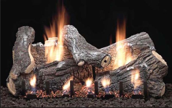 Empire 18 Sassafras Refractory Vented Propane Gas Logs Set and Millivolt  Remote Control Slope Glaze Burner