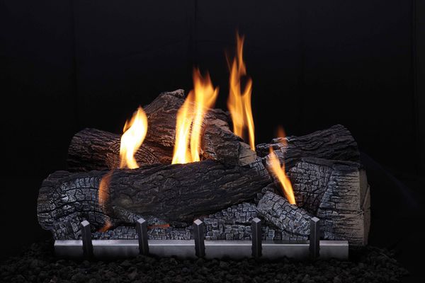 Empire 24 Wildwood Outdoor Refractory Ventless Propane Gas Log Set and  Millivolt Harmony Burner