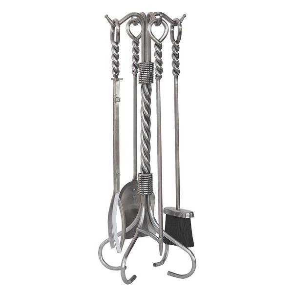 Uniflame Stainless Steel Fireplace Tool Set with Ring Twist Handles