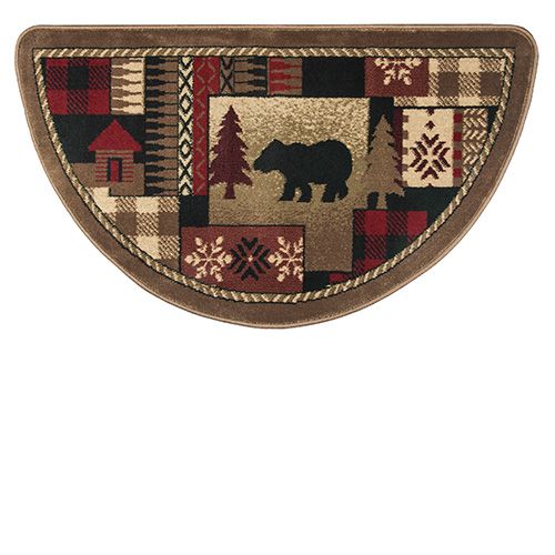 Goods of the Woods Bear Pattern Half-Round Fireproof Hearth Rug