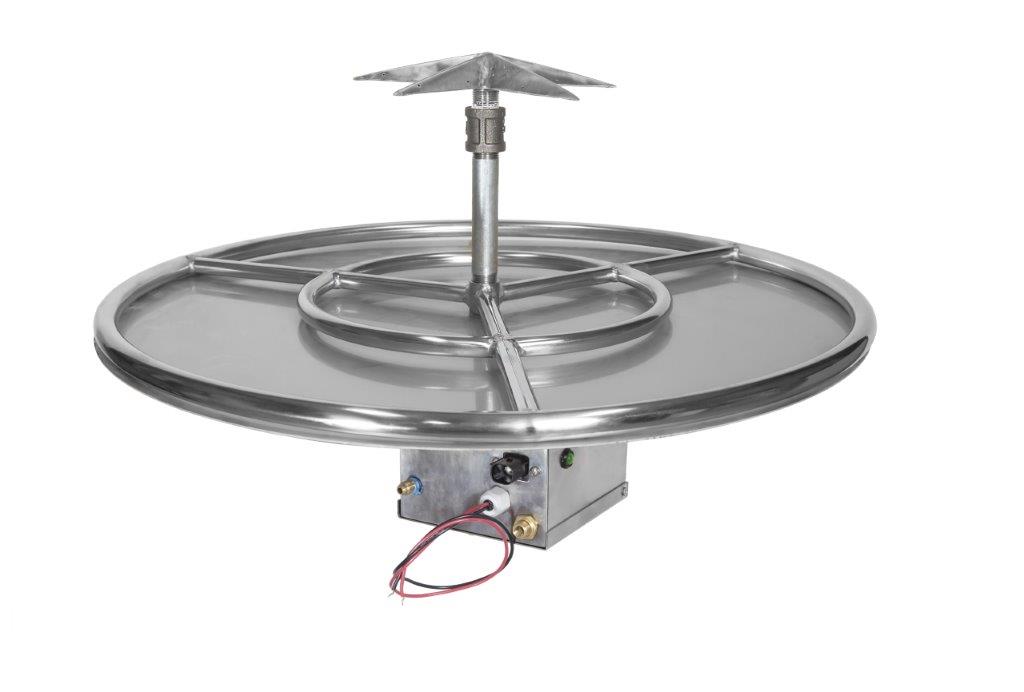 Grand Canyon 30 Inch Outdoor Round Vented Tall Fire Pit Kit with Weather  Beater Controls
