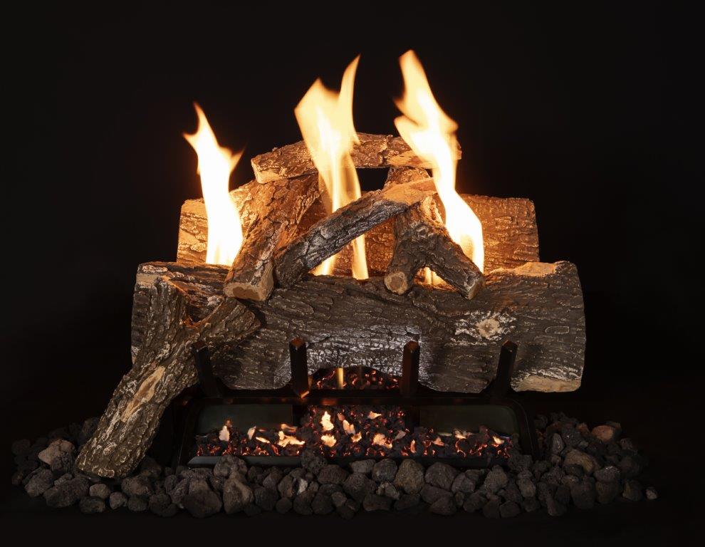 Grand Canyon 30 Inch Weathered Oak Vent Free Natural Gas Log Set and Burner  - Electronic Ignition
