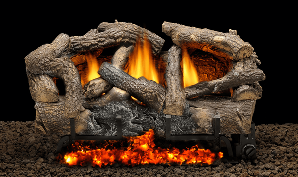 Heatmaster 30 Inch HMVF Vent Free Variable Flame Remote Gas Log Burner with  Ember Bed