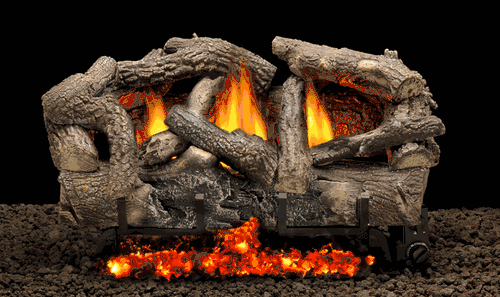 Heatmaster 30 Inch HMVF Vent Free Variable Flame Remote Gas Log Burner with  Ember Bed
