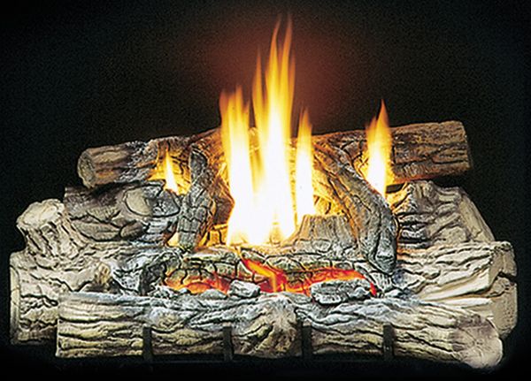 Kingsman 30 Vent Free Fiber Split Oak Log Set with Natural Gas Log Burner  - On/Off