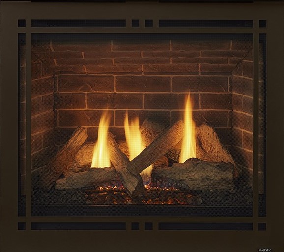 Majestic Quartz 36 Inch Quartz Platinum Top/Rear Direct Vent Gas Fireplace  with IntelliFire Touch