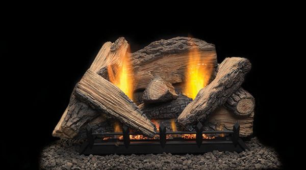 Monessen 18 Stony Creek Ventless Natural Gas Log Set with On/Off Remote  Pilot Kit