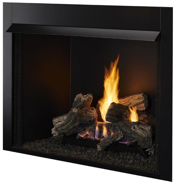 Monessen 22 Inch Mojo Burncrete Refractory Log Set and Vent Free Gas Burner  with Remote Control - Intermittent Pilot