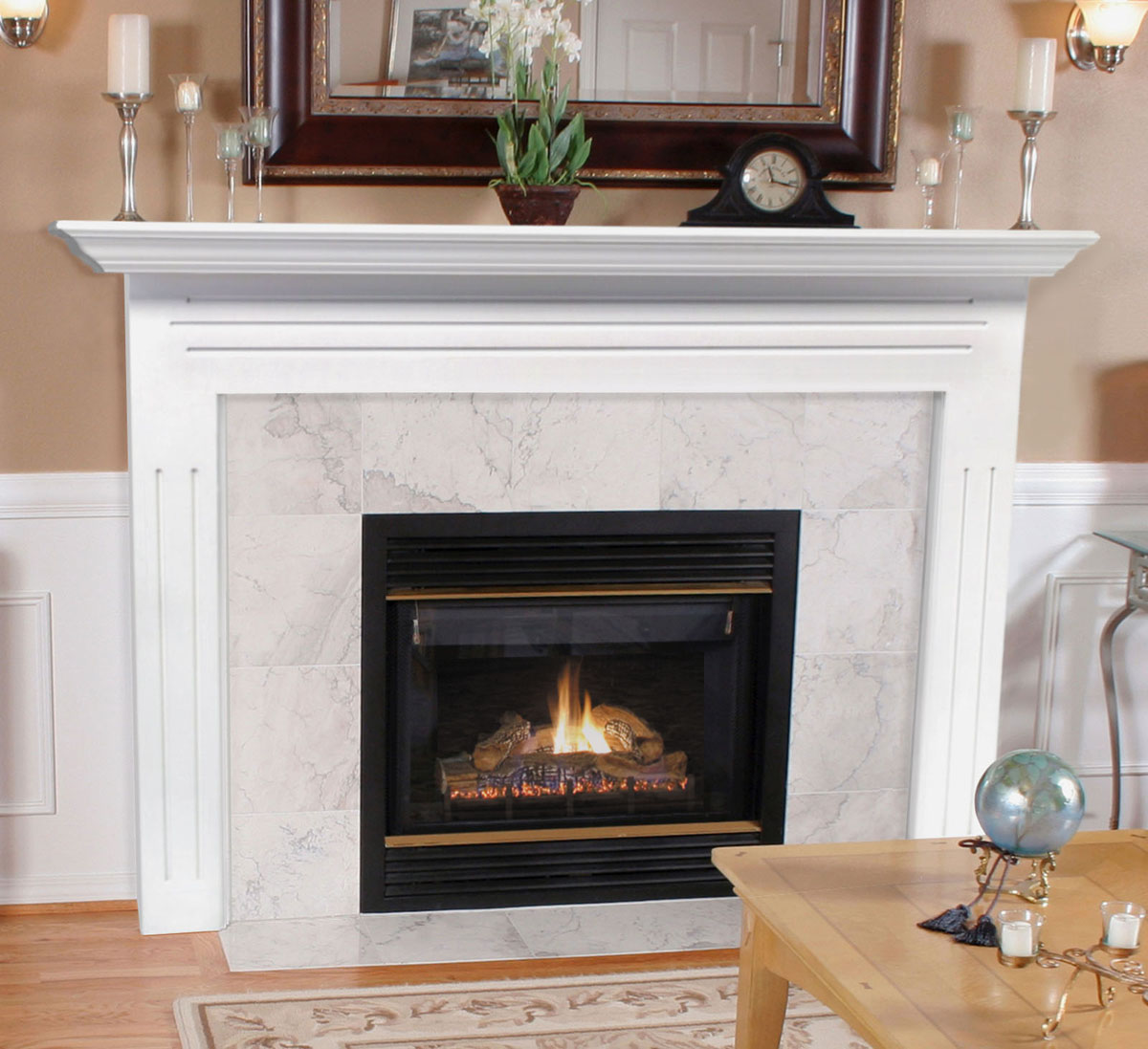 Pearl Mantels 48 Inch Newport MDF Full Fireplace Mantel White
