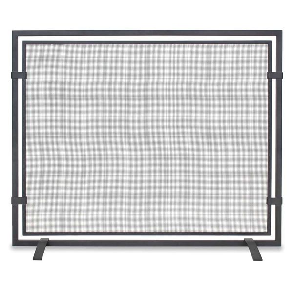 Pilgrim 39 inch Sinclair Matte Black SinglePanel Mesh Fireplace Screen