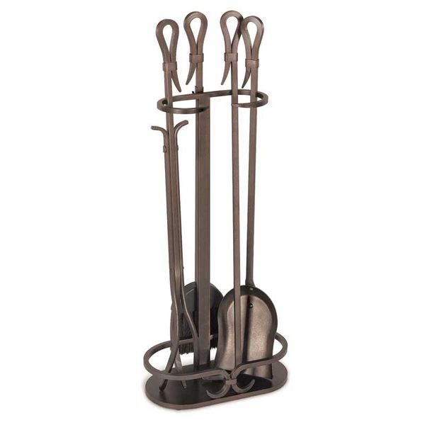 Pilgrim Burnished Bronze Iron Gate Fireplace Tool Set
