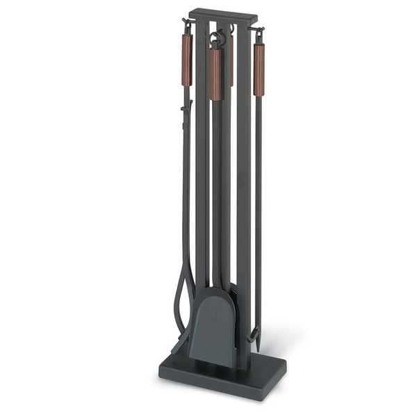 Pilgrim Contemporary Fireplace Tool Set with Burnished Bronze Handles