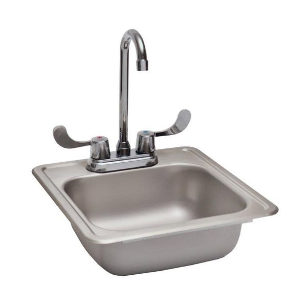 RCS 15 x 15 Inch Stainless Steel Sink and Faucet for Outdoor Kitchens