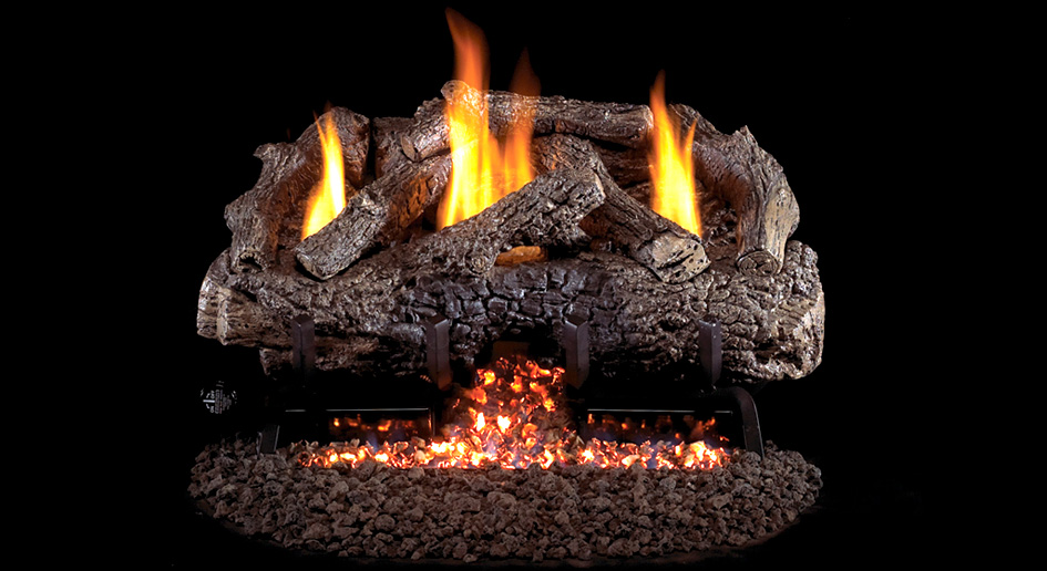 Real Fyre 16/18 Charred Frontier Oak Ventless Natural Gas Logs Set with  Safety Pilot Kit