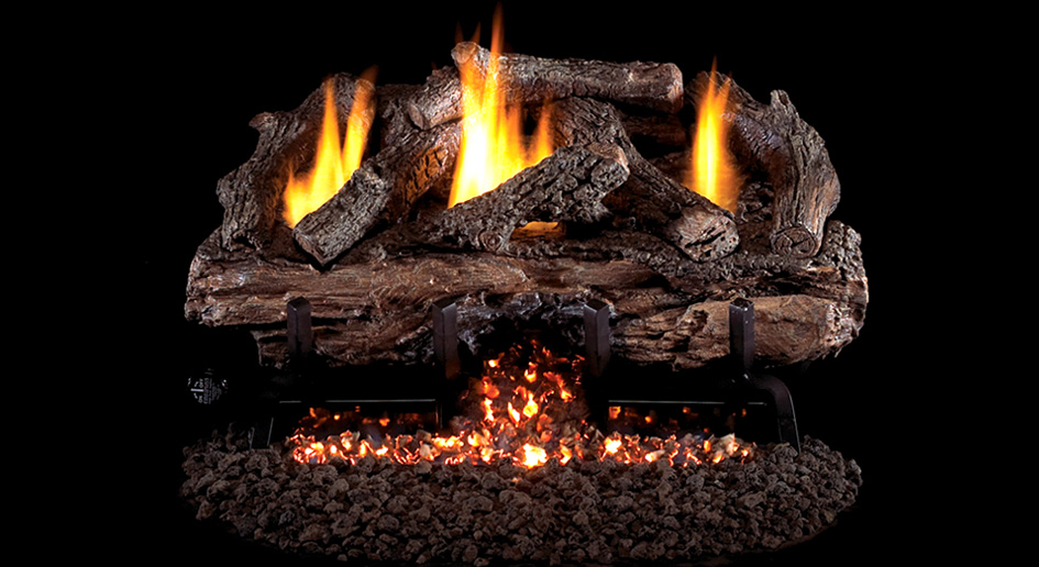 Real Fyre 24" Charred Aged Split Oak Ventless Propane Gas Logs Set with