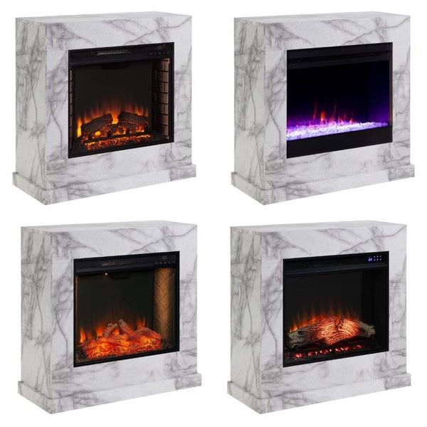 SEI 33 Inch Dendale Electric Fireplace with Faux Marble Hearth