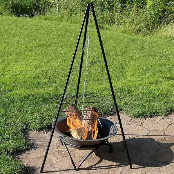 Sunnydaze 22 Inch Black Steel Tripod Fire Pit Cooking Grate