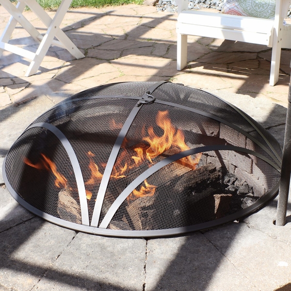 Sunnydaze 36 Inch Round Black HeavyDuty Reinforced Steel Mesh Fire Pit