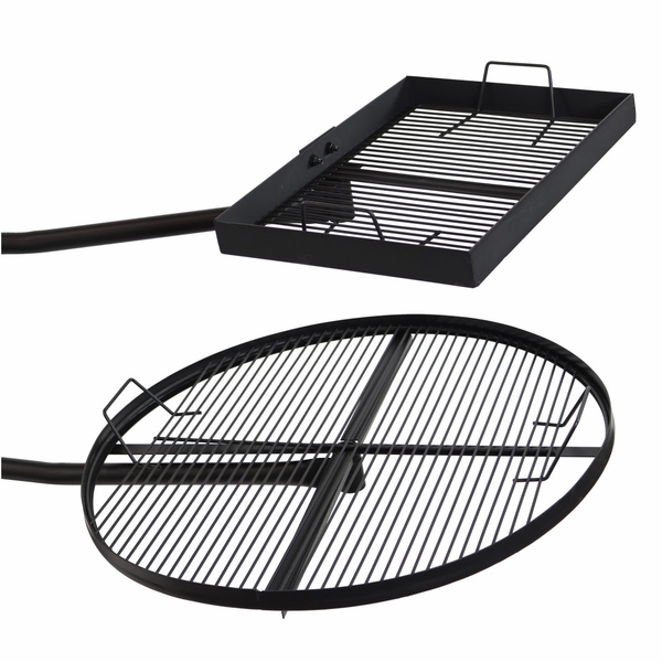 Sunnydaze Black Steel Adjustable Campfire Dual Swivel Grill System