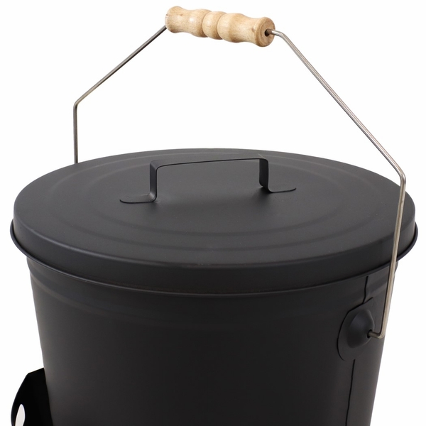 Sunnydaze Black Steel Fireplace Ash Bucket