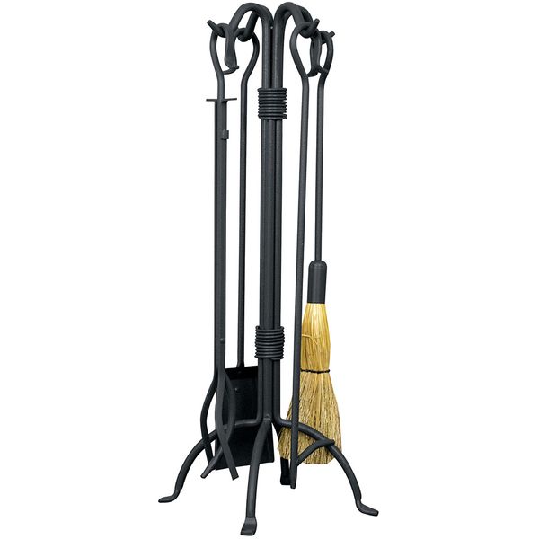 Uniflame 5 Piece Wrought Iron Fireplace Tool Set with Cook Handles