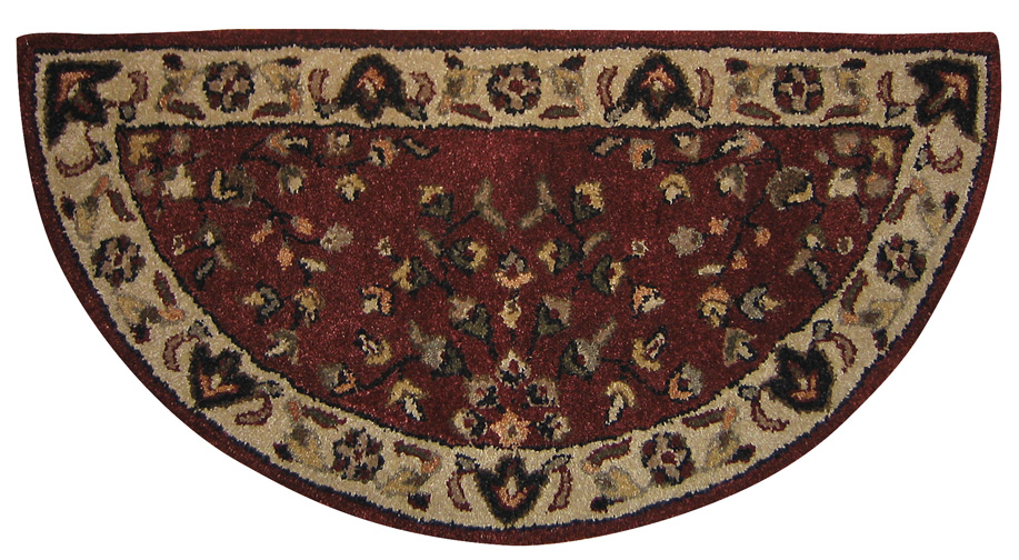 UniFlame Red and Beige HalfRound Wool Hearth Rug