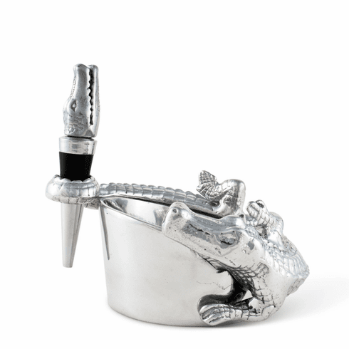 Alligator Wine Coaster & Stopper Set