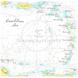 Caribbean Sea Nautical Chart Gifts