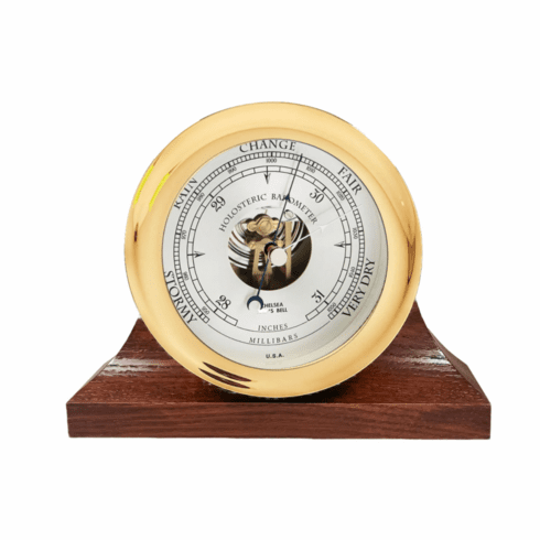 Chelsea Ships Bell Barometer on Contemporary Base  Brass (6")