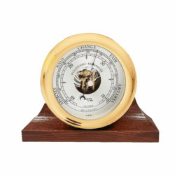 Chelsea Ship's Bell Barometer on Contemporary Base - Brass (6")