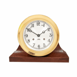 Chelsea Ship's Bell Clock on Contemporary Base - Brass (6")