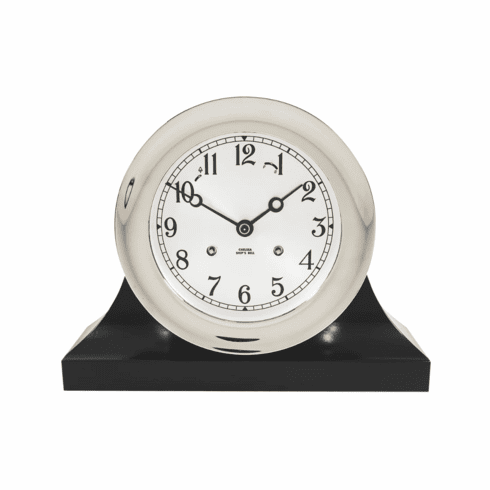 Chelsea Ships Bell Clock on Contemporary Base  Nickel (6")