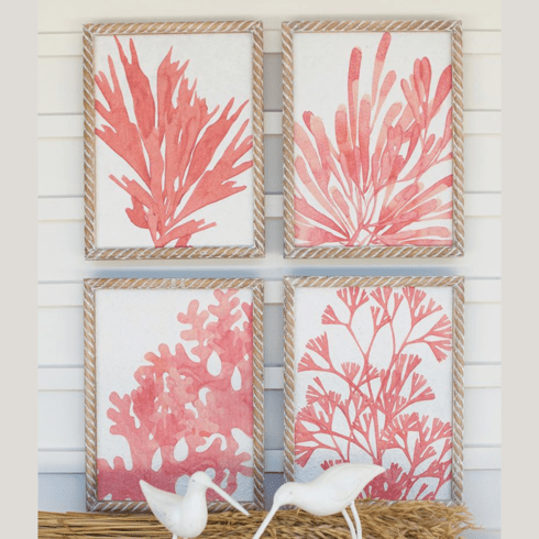 Coral Watercolor Prints - S/4