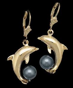Dolphin & Black Pearl Earrings