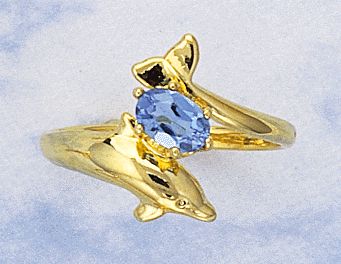 Dolphin Bypass Ring with Blue Topaz