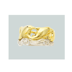 Dolphin Wedding Ring with White Gold Waves