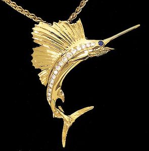 Grand Sailfish with Diamonds Pendant