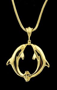 Large Kissing Dolphin Pendant