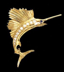 Large Sailfish with Diamonds Pendant