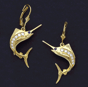 Marlin Earrings with Diamonds