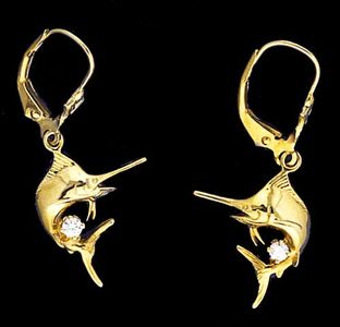 Small Marlin Earrings with Diamonds