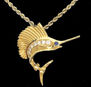 Medium Sailfish with Diamonds Pendant