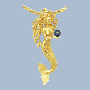 Mermaid Holding a Pearl Pendant