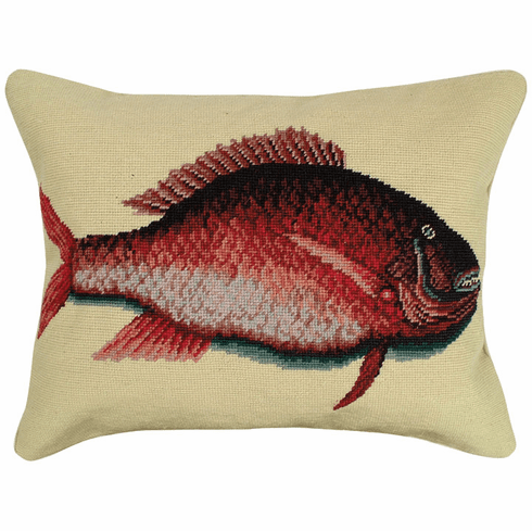 Porgy Fish Needlepoint Pillow