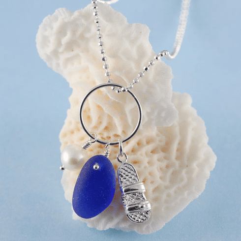 Sandal Sea Glass Charm Necklace