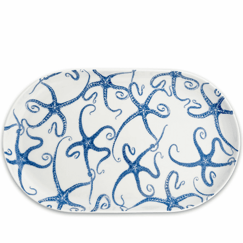 Starfish Blue Large Coupe Oval Platter