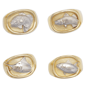 Two Tone  Bass, Marlin or Tuna Signet Ring