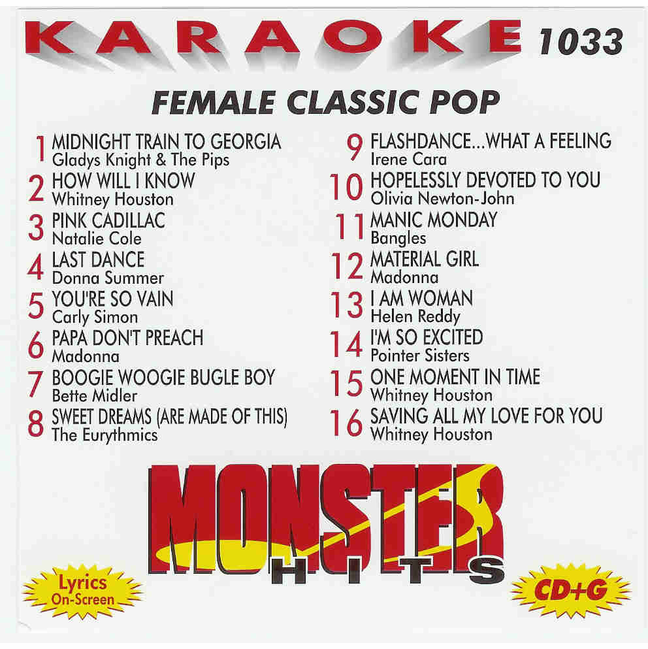 FEMALE CLASSIC POP Monster Hits MH 1033