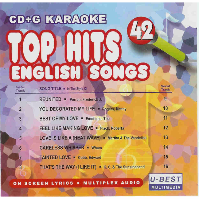 TOP HITS ENGLISH SONGS 42 U Best CDGA 042