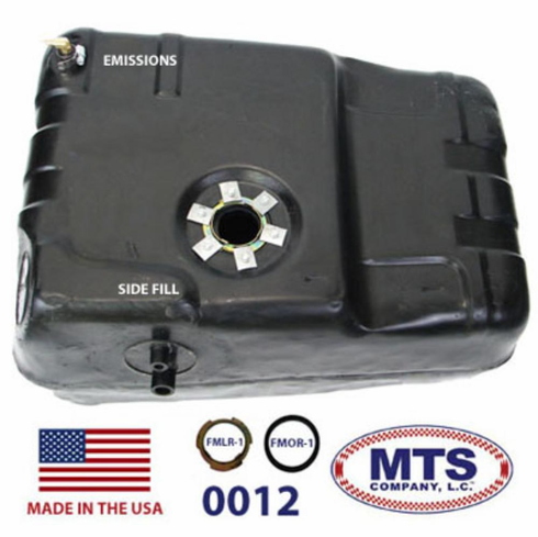 Plastic Gas Tank for 1978-1979 Jeep J10, J20 Trucks, Filler and Vent Hoses Attach to the Side of Gas Tank